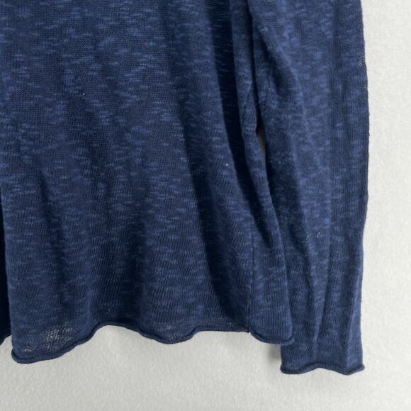 PROJECT Sweater Womens L BEACH Intarsia Slub Hooded Pullover Linen Cotton Blue - Picture 9 of 15